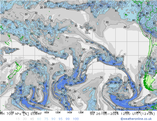 RH 700 hPa ECMWF Ne 26.05.2024 12 UTC