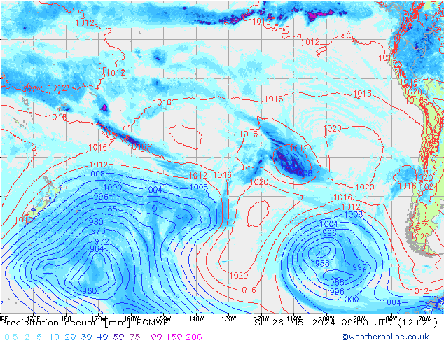 Precipitation accum. ECMWF dom 26.05.2024 09 UTC