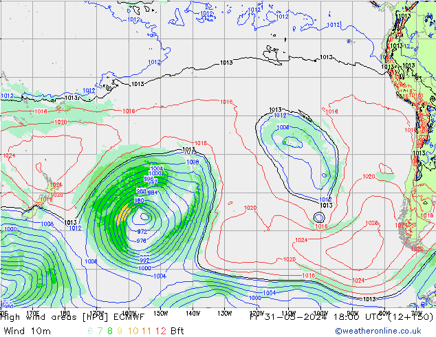 High wind areas ECMWF Fr 31.05.2024 18 UTC