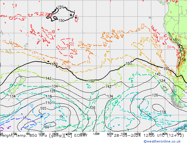 Height/Temp. 850 hPa ECMWF wto. 28.05.2024 12 UTC