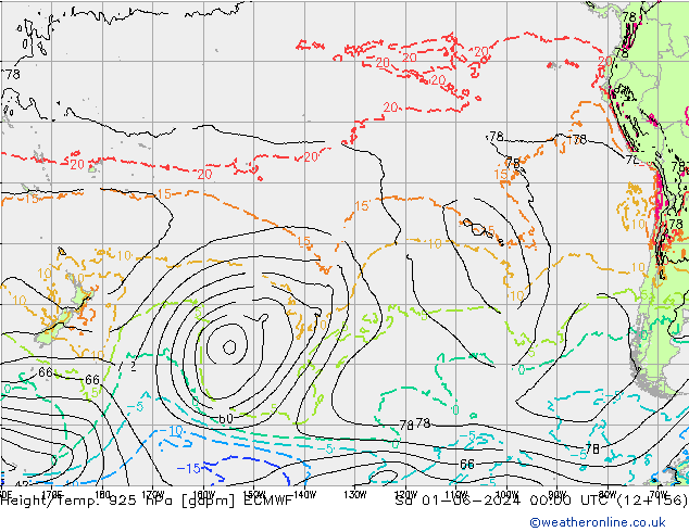 Height/Temp. 925 hPa ECMWF so. 01.06.2024 00 UTC