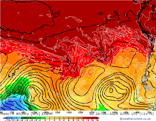 Theta-W 850hPa ECMWF Su 26.05.2024 03 UTC