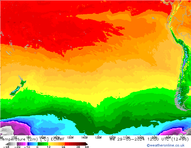 Sıcaklık Haritası (2m) ECMWF Çar 29.05.2024 12 UTC