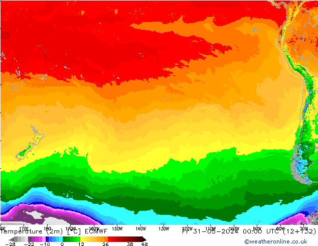 карта температуры ECMWF пт 31.05.2024 00 UTC