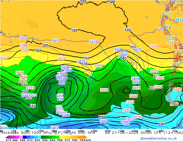 Thck 500-1000hPa ECMWF so. 01.06.2024 00 UTC