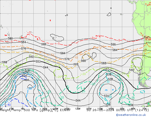 Z500/Yağmur (+YB)/Z850 ECMWF Paz 26.05.2024 00 UTC