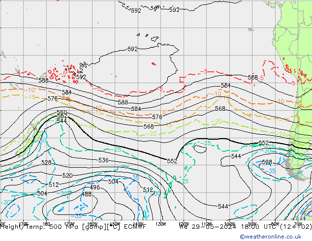 Height/Temp. 500 гПа ECMWF ср 29.05.2024 18 UTC