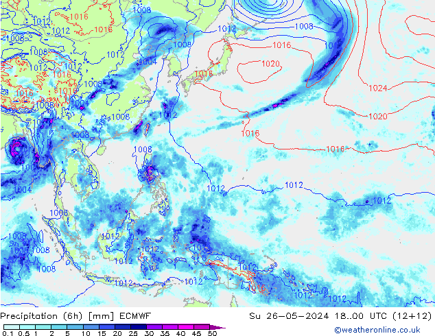 Z500/Rain (+SLP)/Z850 ECMWF dim 26.05.2024 00 UTC