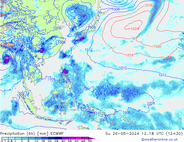 Z500/Rain (+SLP)/Z850 ECMWF dim 26.05.2024 18 UTC