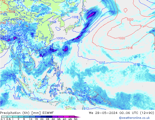 Z500/Rain (+SLP)/Z850 ECMWF We 29.05.2024 06 UTC