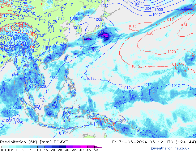 Z500/Rain (+SLP)/Z850 ECMWF Pá 31.05.2024 12 UTC