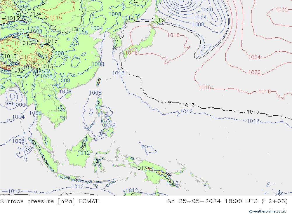 Surface pressure ECMWF Sa 25.05.2024 18 UTC