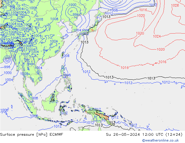 Surface pressure ECMWF Su 26.05.2024 12 UTC