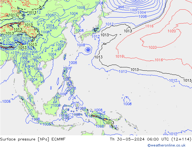 ciśnienie ECMWF czw. 30.05.2024 06 UTC