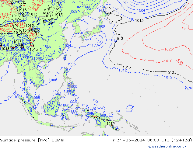 Luchtdruk (Grond) ECMWF vr 31.05.2024 06 UTC