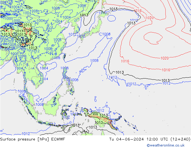 Luchtdruk (Grond) ECMWF di 04.06.2024 12 UTC