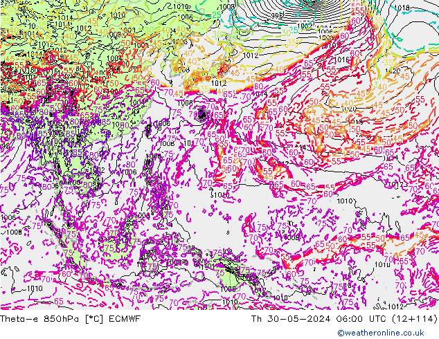 Theta-e 850hPa ECMWF Per 30.05.2024 06 UTC