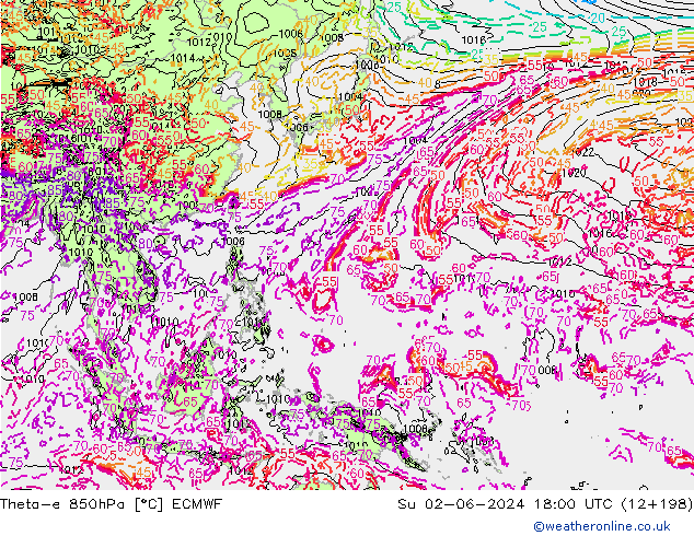 Theta-e 850hPa ECMWF nie. 02.06.2024 18 UTC