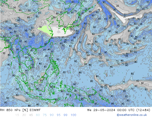 RH 850 hPa ECMWF St 29.05.2024 00 UTC