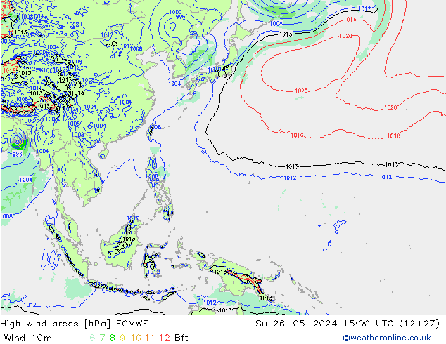 High wind areas ECMWF dom 26.05.2024 15 UTC