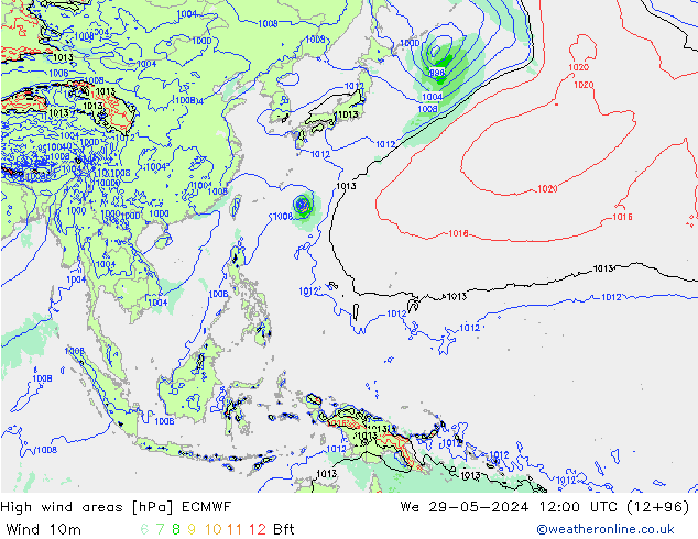 High wind areas ECMWF  29.05.2024 12 UTC