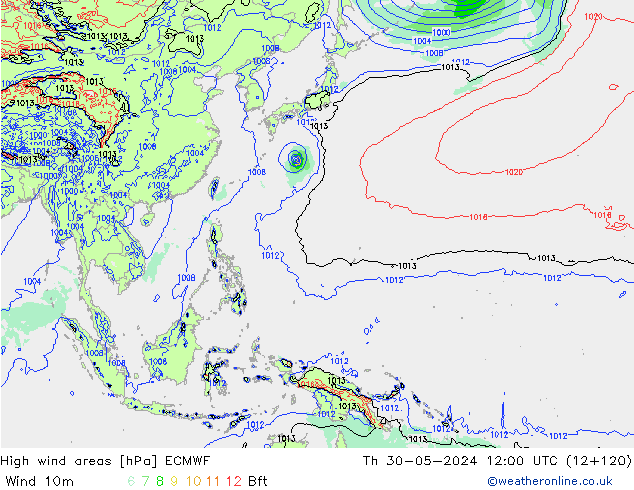 High wind areas ECMWF Th 30.05.2024 12 UTC