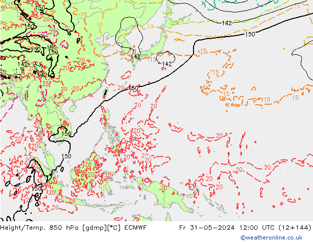 Z500/Rain (+SLP)/Z850 ECMWF Fr 31.05.2024 12 UTC