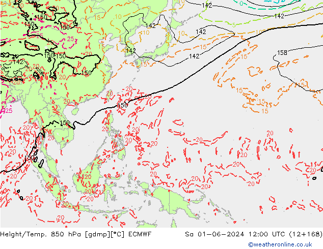 Z500/Rain (+SLP)/Z850 ECMWF сб 01.06.2024 12 UTC