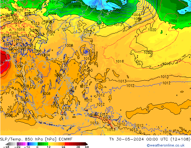 SLP/Temp. 850 hPa ECMWF gio 30.05.2024 00 UTC