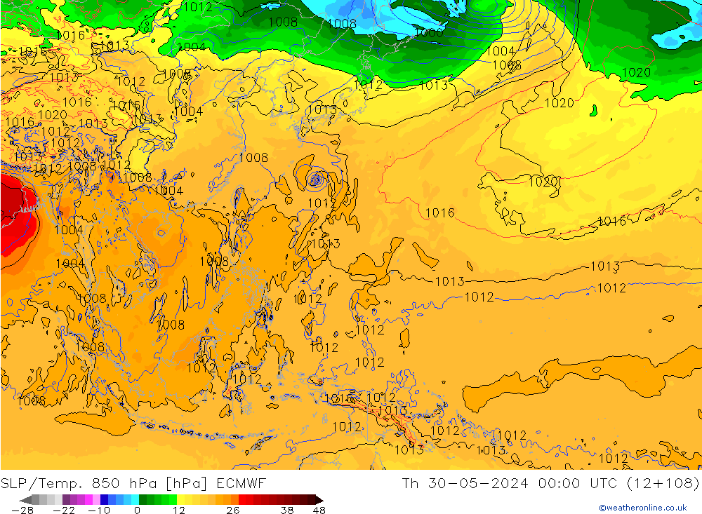 SLP/Temp. 850 hPa ECMWF gio 30.05.2024 00 UTC