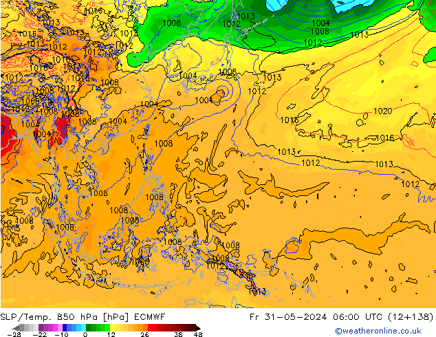 SLP/Temp. 850 hPa ECMWF Fr 31.05.2024 06 UTC