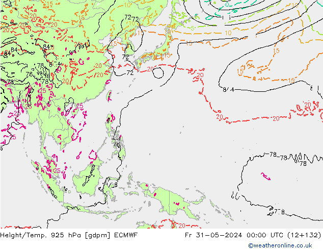 Geop./Temp. 925 hPa ECMWF vie 31.05.2024 00 UTC