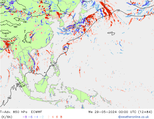 T-Adv. 850 hPa ECMWF We 29.05.2024 00 UTC