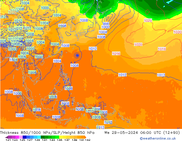 Thck 850-1000 hPa ECMWF  29.05.2024 06 UTC