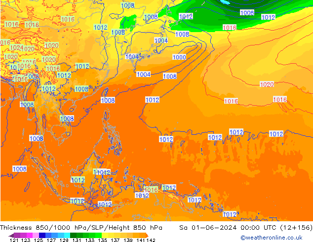 Thck 850-1000 hPa ECMWF So 01.06.2024 00 UTC