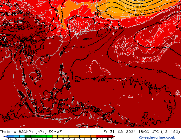 Theta-W 850hPa ECMWF vr 31.05.2024 18 UTC