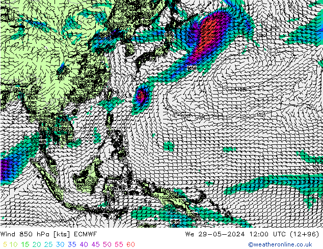 Wind 850 hPa ECMWF We 29.05.2024 12 UTC