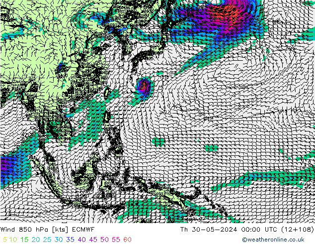 Wind 850 hPa ECMWF Th 30.05.2024 00 UTC