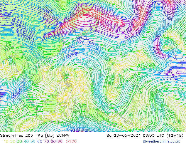 Streamlines 200 hPa ECMWF Ne 26.05.2024 06 UTC