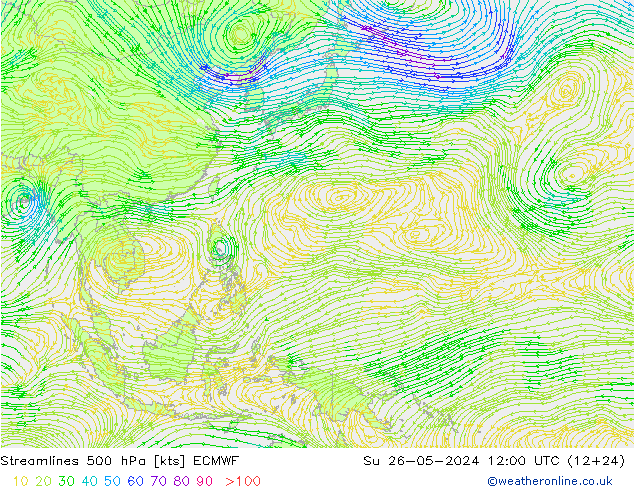 Streamlines 500 hPa ECMWF Ne 26.05.2024 12 UTC