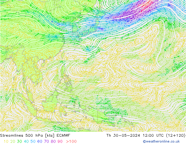 Stroomlijn 500 hPa ECMWF do 30.05.2024 12 UTC