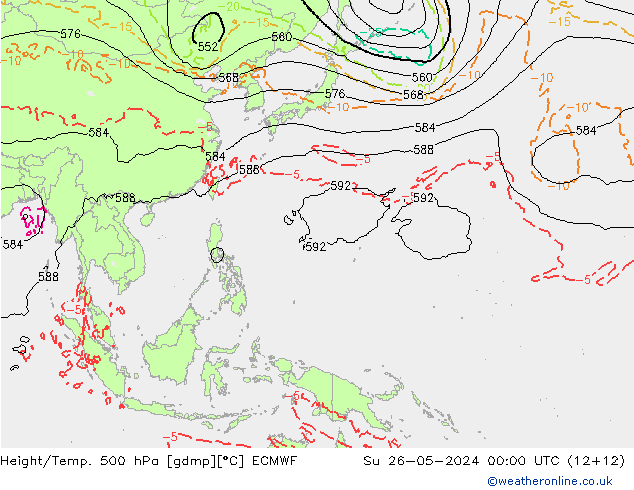 Z500/Rain (+SLP)/Z850 ECMWF dim 26.05.2024 00 UTC