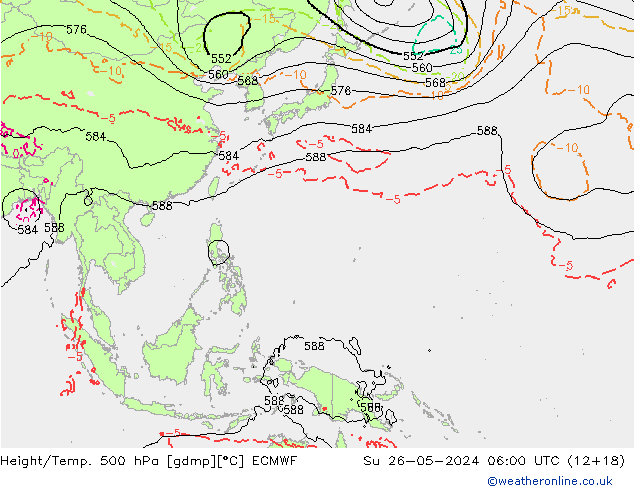 Z500/Rain (+SLP)/Z850 ECMWF  26.05.2024 06 UTC