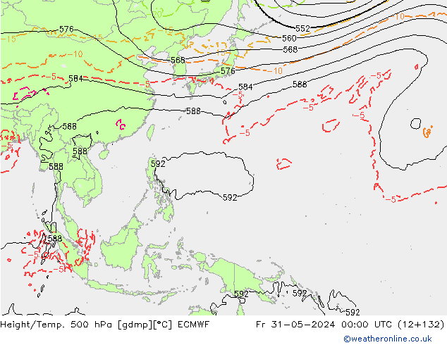 Z500/Rain (+SLP)/Z850 ECMWF vie 31.05.2024 00 UTC