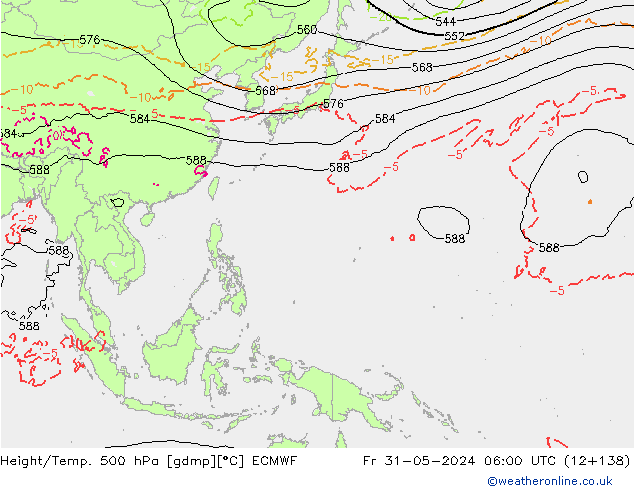 Height/Temp. 500 hPa ECMWF Fr 31.05.2024 06 UTC