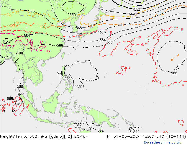 Z500/Regen(+SLP)/Z850 ECMWF vr 31.05.2024 12 UTC