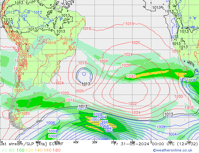 Corriente en chorro ECMWF vie 31.05.2024 00 UTC