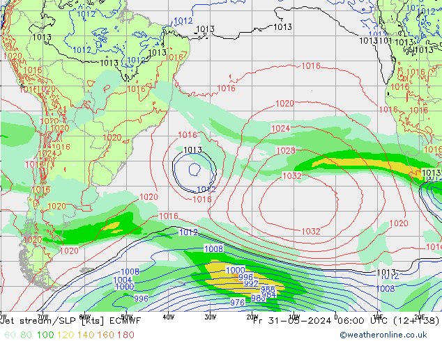 Jet Akımları/SLP ECMWF Cu 31.05.2024 06 UTC