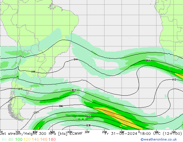 Corrente a getto ECMWF ven 31.05.2024 18 UTC