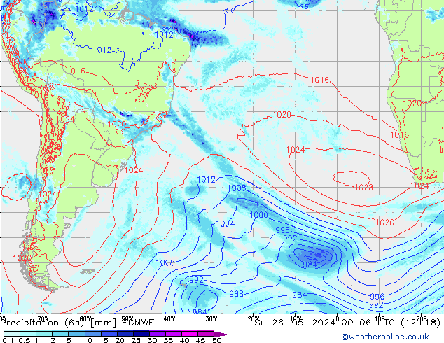 Yağış (6h) ECMWF Paz 26.05.2024 06 UTC